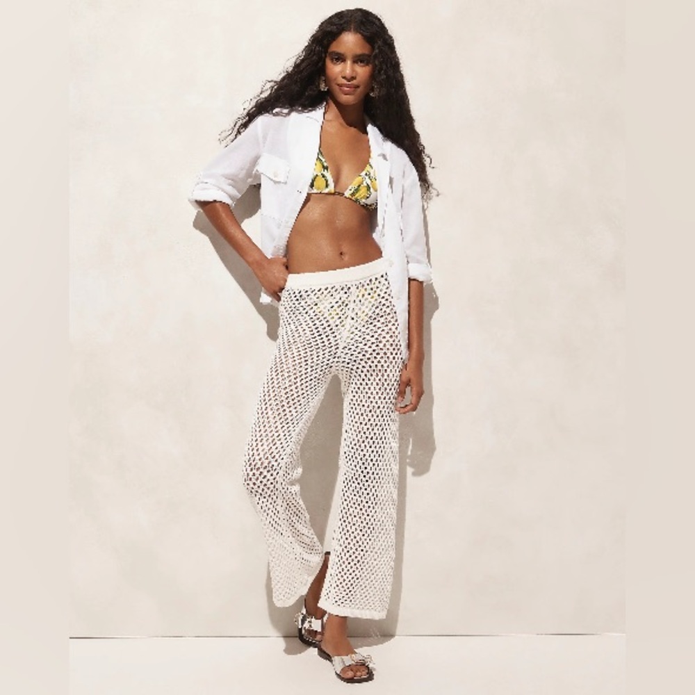 NWT J Crew Crochet Beach Pant Ivory Size L